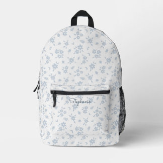 Sac À Dos Imprimé Fleur de Fille Bohème Botanique Blanc Bleu Nom Fém