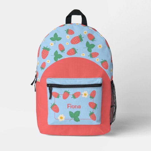 Sac À Dos Imprimé Fleur de fraise Mini personnalisable (Recto)