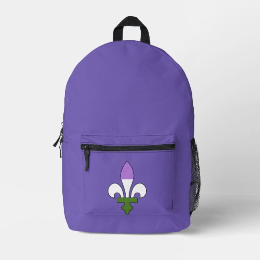 Sac À Dos Imprimé Fleur-de-lis de fierté genderqueer (Recto)