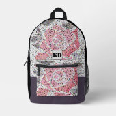 Sac À Dos Imprimé Fleur de mosaïque Abstraite rose rose blanc gris f (Recto)