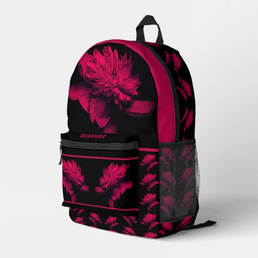 Sac À Dos Imprimé Fleur de pivoine Fuchsia Art personnalisé (Coin arrière droit)