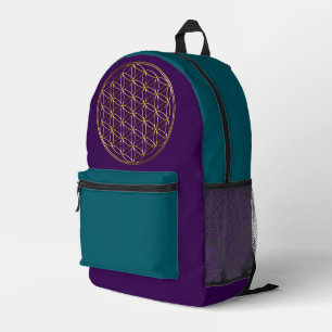 Sac À Dos Imprimé FLEUR DE VIE - Symbole de géométrie sacrée or 2