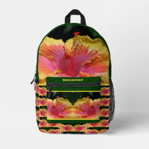 Sac À Dos Imprimé Fleur d'Hibiscus colorée Gros plan Personnalisé