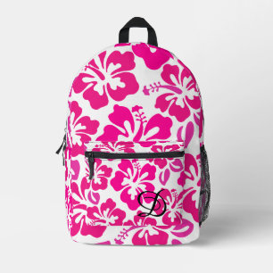 Sac À Dos Imprimé fleur d'hibiscus tropical hawaii rose blanc