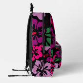 Sac À Dos Imprimé fleur d'hibiscus tropical hawaii rose noir (Gauche)