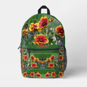 Sac À Dos Imprimé Fleur Faisée Rouge Et Jaune Personnalisée (Recto)