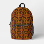 Sac À Dos Imprimé Fleur fractale dans les teintes d'automne (Recto)