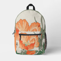 Fleur japonaise vintage de pavot orange, Ohara Kos