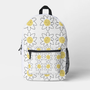 Sac À Dos Imprimé Fleur marguerite blanche jaune motif aquarelle art