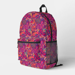 Sac À Dos Imprimé Fleur noire : Motif de jardin rose artistique