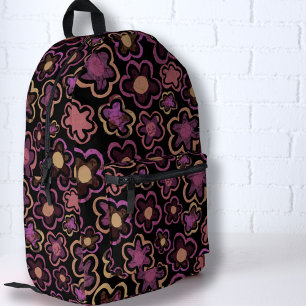 Sac À Dos Imprimé Fleur noire rose Motif floral tiré à la main