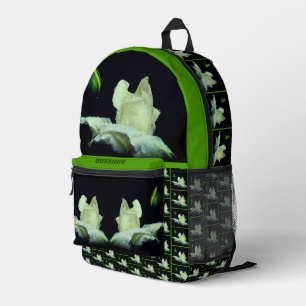 Sac À Dos Imprimé Fleur Rosebud Blanc Personnalisé