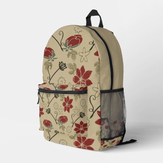 Sac À Dos Imprimé Fleur rouge  (Coin arrière droit)