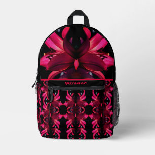 Sac À Dos Imprimé Fleur rouge Abstraite personnalisée