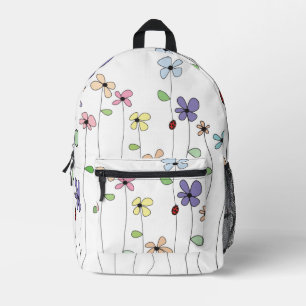 Sac À Dos Imprimé Fleurs à main et coccinelle