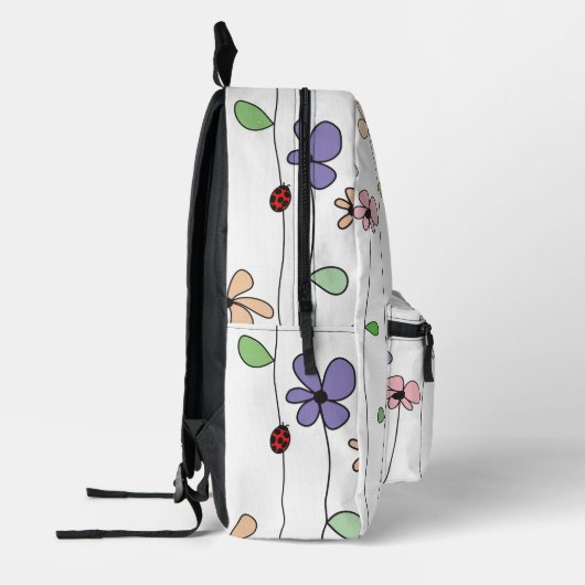 Sac À Dos Imprimé Fleurs à main et coccinelle (Gauche)