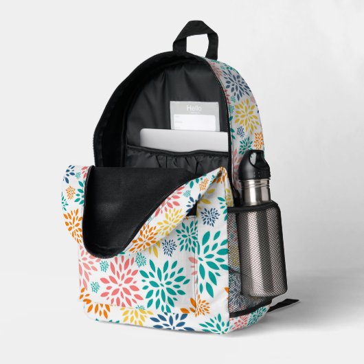 Sac À Dos Imprimé Fleurs Abstraites colorées Motif (Coin arrière droit (ouvert))