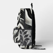 Sac À Dos Imprimé Fleurs abstraites noires et blanches modernes  (Droite)