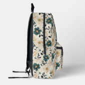Sac À Dos Imprimé Fleurs beige et bleue Motif (Gauche)