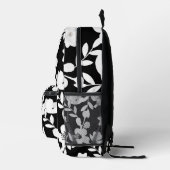 Sac À Dos Imprimé Fleurs blanches avec perles sur noir (Droite)