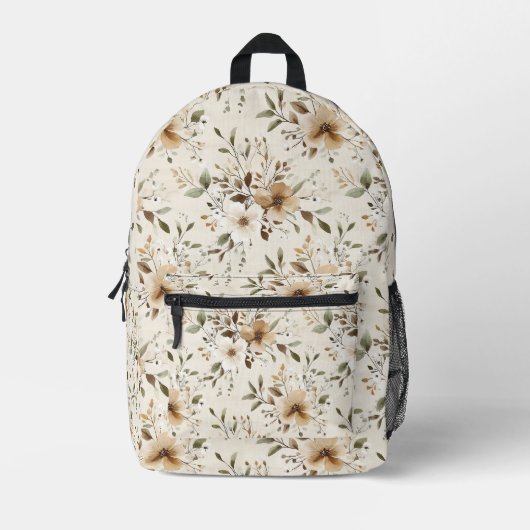 Sac À Dos Imprimé Fleurs blanches crème jolies (Recto)