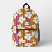 Sac À Dos Imprimé Fleurs blanches sur un arrière - plan rayé (Recto)