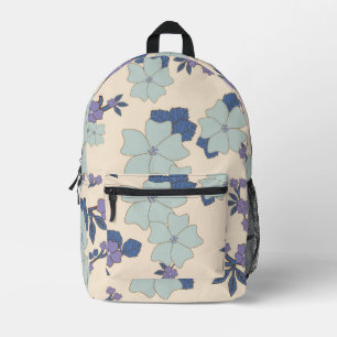 Sac À Dos Imprimé Fleurs Bleues, Fleurs Violettes, Motif Floral