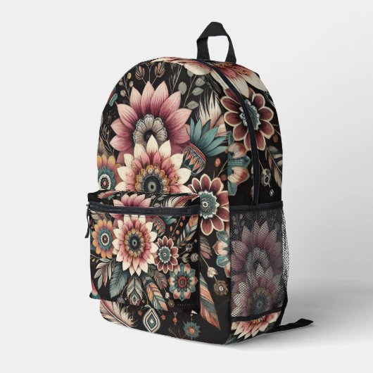 Sac À Dos Imprimé Fleurs Bohèmes du Soir (Coin arrière droit)