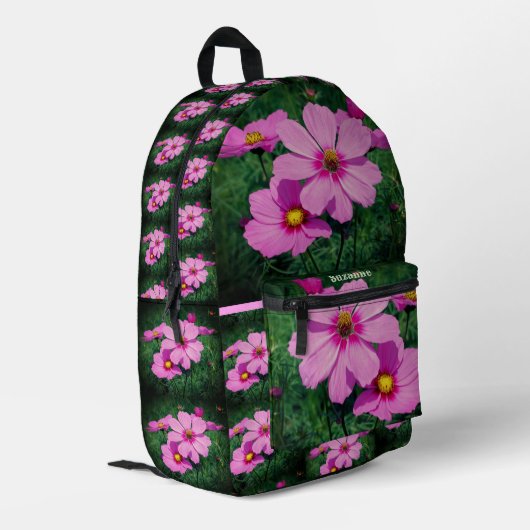 Sac À Dos Imprimé Fleurs Cosmos Roses Personnalisées (Coin arrière gauche)