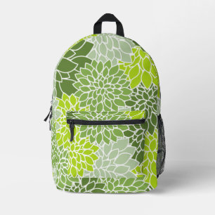 Sac À Dos Imprimé Fleurs Dahlia, Motif De Fleurs, Dahlia Verte