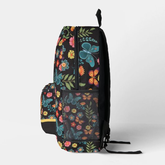 Sac À Dos Imprimé Fleurs d'art populaire et papillons Personnalisé (Droite)