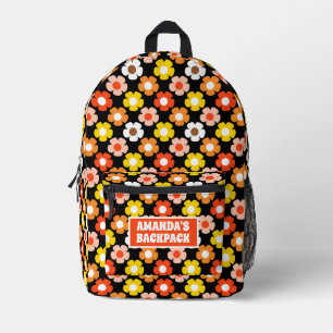 Sac À Dos Imprimé Fleurs d'automne rétro Motif Noir