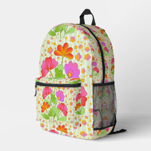 Sac À Dos Imprimé Fleurs de couleur grand pop rose et orange vert pâ