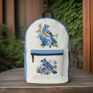 Sac À Dos Imprimé Fleurs de Jays Bleus et Initiales de Monogrammes o