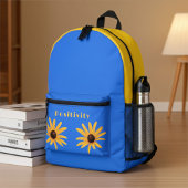 Sac À Dos Imprimé Fleurs de printemps Jaune Soleil brillant sur Bleu