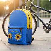 Sac À Dos Imprimé Fleurs de printemps Jaune Soleil brillant sur Bleu