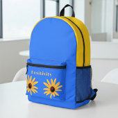 Sac À Dos Imprimé Fleurs de printemps Jaune Soleil brillant sur Bleu