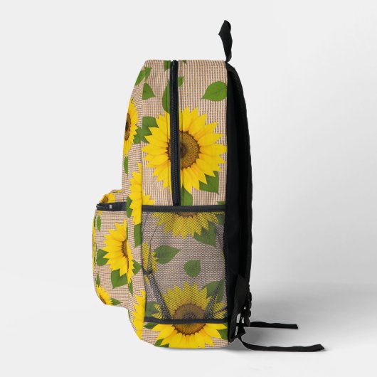 Sac À Dos Imprimé Fleurs de soleil sur Burlap (Droite)