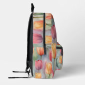 Sac À Dos Imprimé Fleurs de tulipe d'aquarelle initiale personnalisé (Gauche)