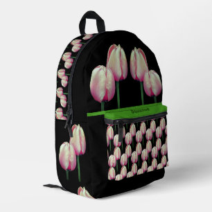 Sac À Dos Imprimé Fleurs de tulipes roses personnalisées