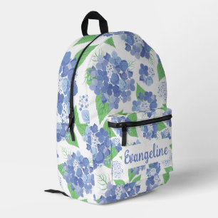Sac À Dos Imprimé Fleurs d'hortensia bleues personnalisées