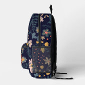 Sac À Dos Imprimé Fleurs et Feuilles Whimsical sur Navy Blue (Droite)