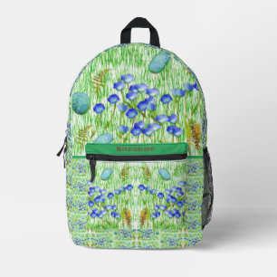 Sac À Dos Imprimé Fleurs Ferns Grass Rocks Peinture personnalisée