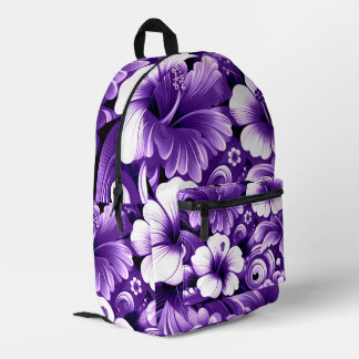 Sac À Dos Imprimé Fleurs hawaïennes tropicales Hibiscus Motif violet