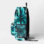 Sac À Dos Imprimé Fleurs hawaïennes tropicales Hibiscus Turquoise bl (Droite)