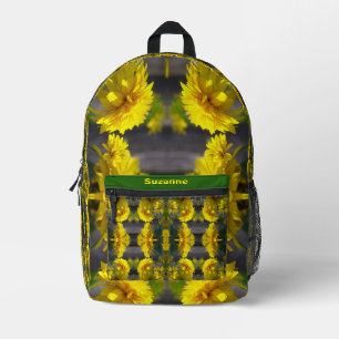 Sac À Dos Imprimé Fleurs Jaunes Au Soleil Abstrait Personnalisé