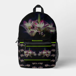 Sac À Dos Imprimé Fleurs Lys Blanches Et Rouges Personnalisées