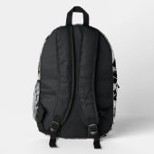Sac À Dos Imprimé Fleurs Noir Blanc Monogramme Nom Camp École (Verso)