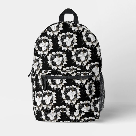 Sac À Dos Imprimé Fleurs noires et blanches (Recto)