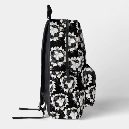 Sac À Dos Imprimé Fleurs noires et blanches (Gauche)
